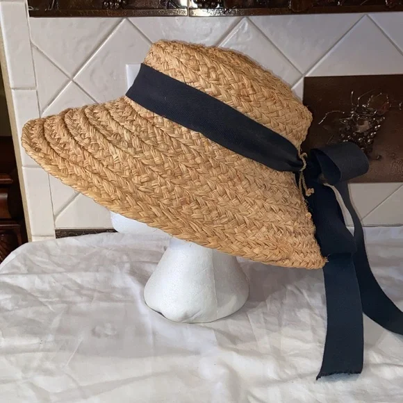 RARE HELEN KAMINSKI Natural Raffia Straw Bow flower detail Hat - Picture 2 of 16